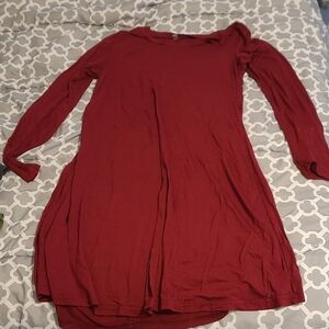 Elegant Red Long Sleeve Dress